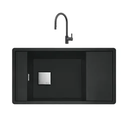 Pack évier Frames FSG 611-88 et mitigeur avec douchette Eos Neo - noir mat FRANKE