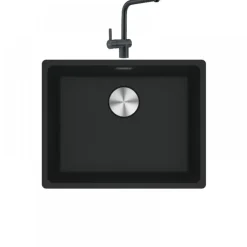 Pack évier Maris Fraganit MRG 611-XL et mitigeur Atlas Neo à bec - noir mat FRANKE