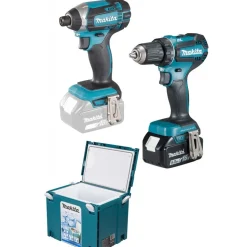Pack visseuse à chocs 18V DTD152Z + perceuse-visseuse 18V DDF485RTJ + Glacière chantier MAKPAC MAKITA