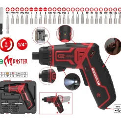 Pack visseuse sans fil eMonster 3,6V + 25 embouts 1/4