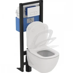 Pack WC suspendu avec bâti-support plaque de commande et cuvette - Tesi IDEAL STANDARD