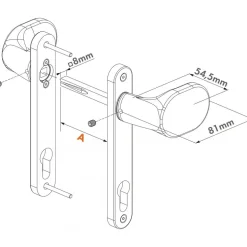 Paire de poignées de portail modulables en aluminium 3006 PAD - argent LOCINOX