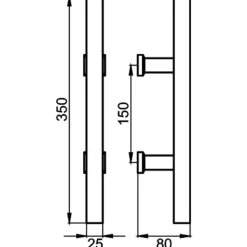 Paire de poignées de tirage ES5PQ pour porte battante - inox satiné KARCHER DESIGN