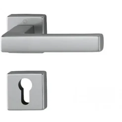 Paire de poignées sur rosaces carrées - aluminium aspect inox - Toulon HOPPE