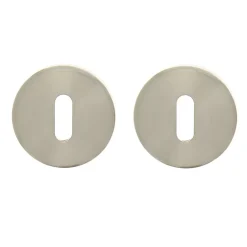 Paire de rosaces de fonction rondes - acier nickelé mat -diamètre 48mm CADAP