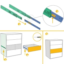 5 paires de coulisses à billes - sortie totale - hauteur 45 mm EMUCA