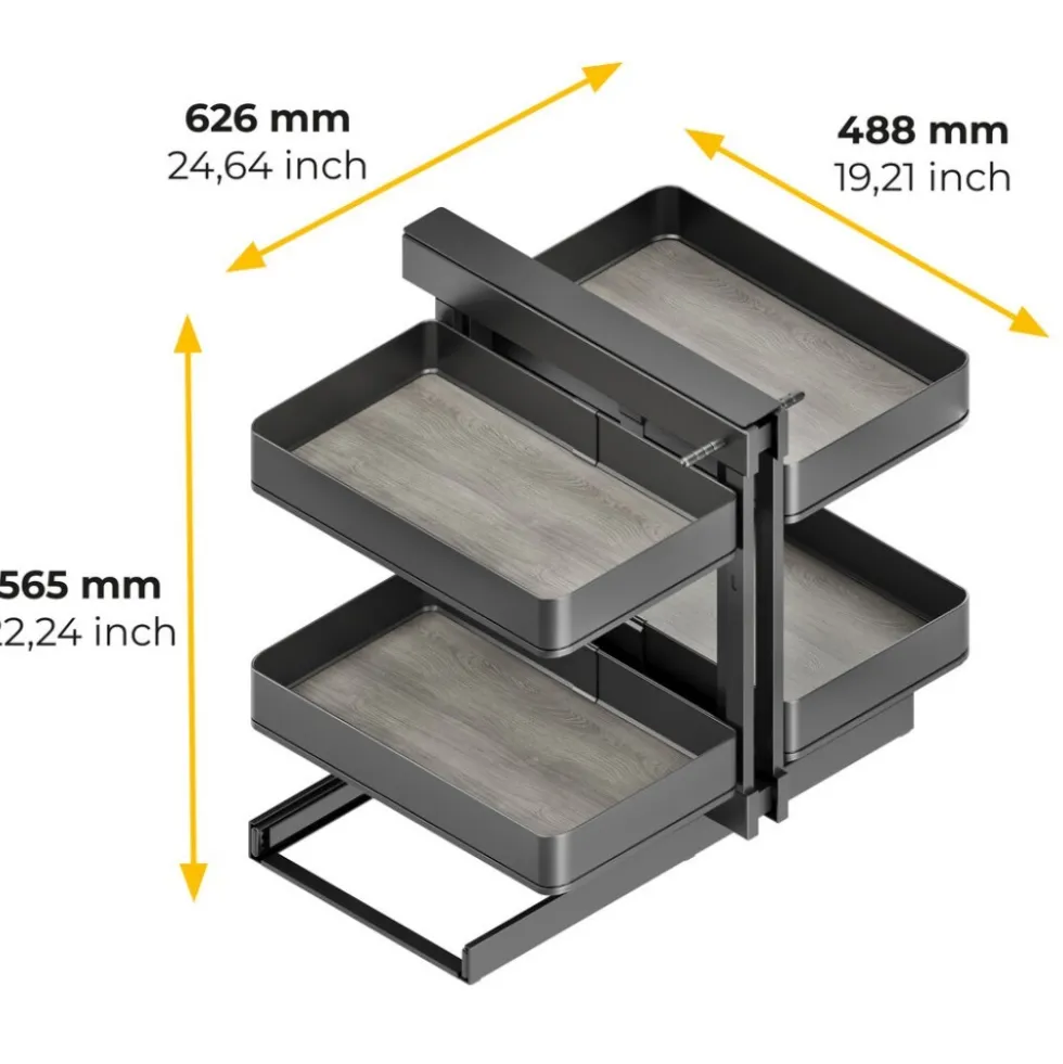 Panier coulissant extractible d'angle Harmony en acier anthracite EMUCA