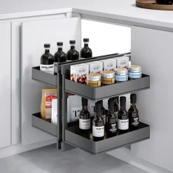 Panier coulissant extractible d'angle Harmony en acier anthracite EMUCA