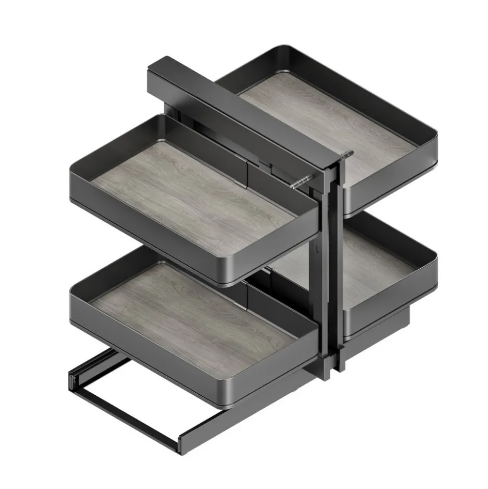 Panier coulissant extractible d'angle Harmony en acier anthracite EMUCA