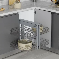 Panier coulissant extractible Suprastar en acier pour meuble d'angle EMUCA