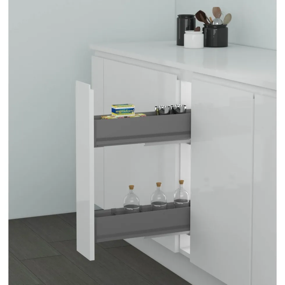 Panier extractible bouteilles épices - meuble bas - 2 niveaux - 7104 K INOXA