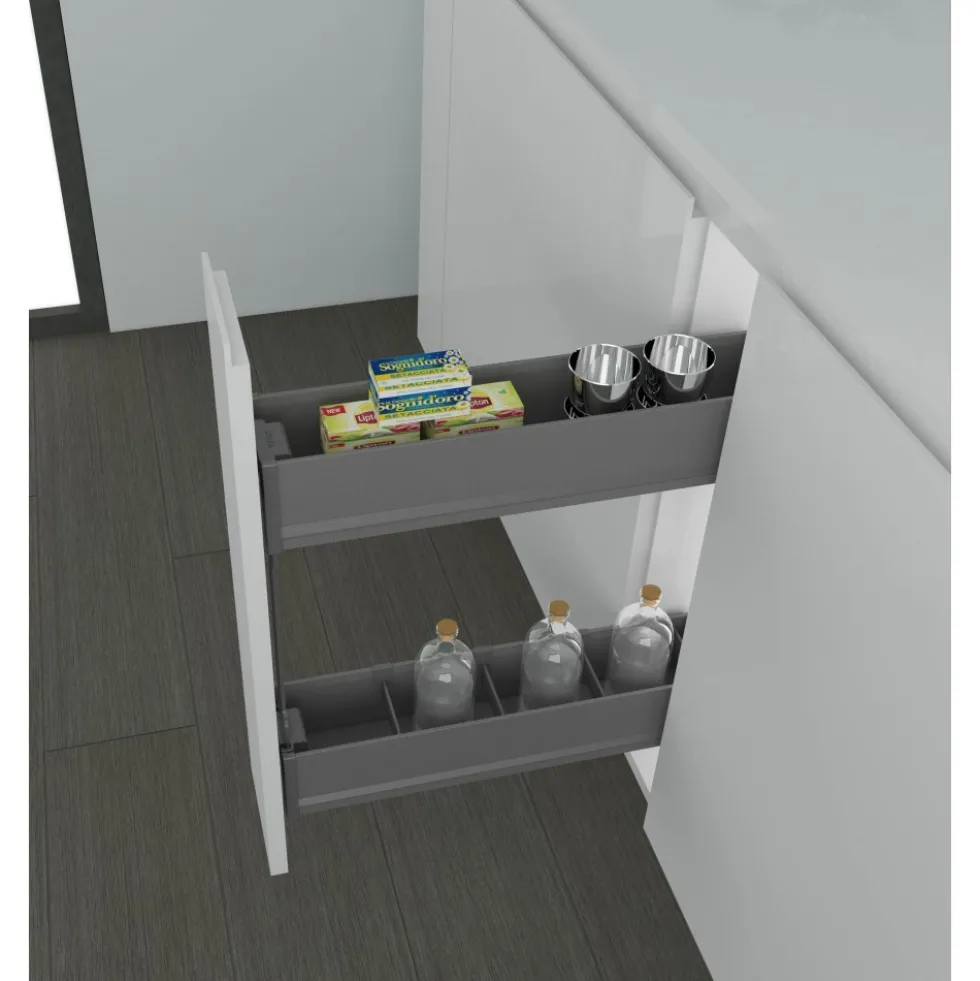 Panier extractible bouteilles épices - meuble bas - 2 niveaux - 7104 K INOXA