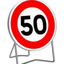 Panneau de signalisation B14 limitation "50km/h" rétroréfléchissant classe T1 - 850mm TALIAPLAST