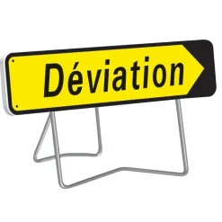 Panneau de signalisation "DÉVIATION" - flèche amovible classe T1 - 1000x300 mm TALIAPLAST