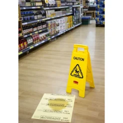 Panneau multilingue « Attention » - 2 côtés - 66 cm - jaune RUBBERMAID
