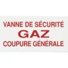 Panneau réglementaire "Vanne gaz coupure générale" en PVC - épaisseur 2 mm CODITHERM