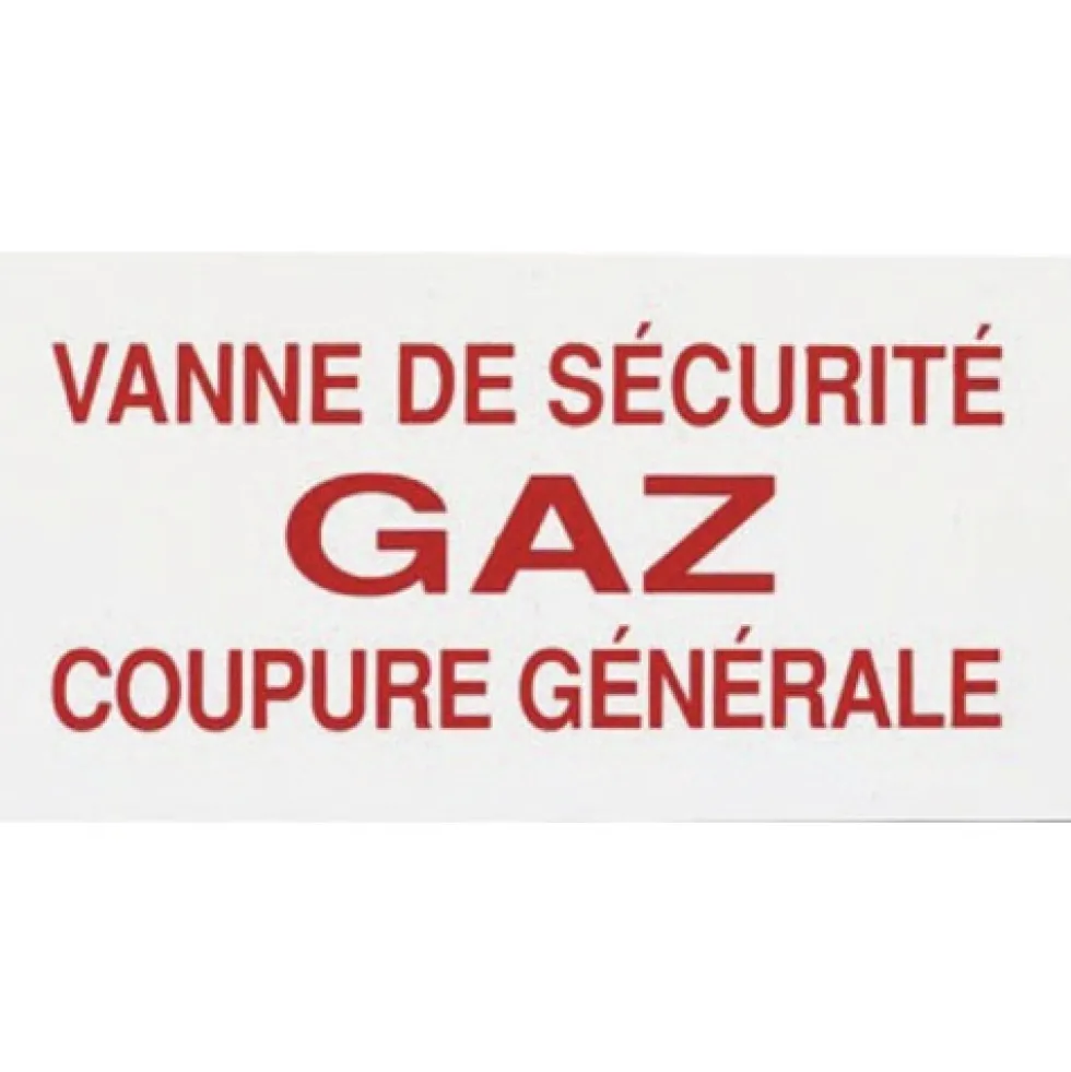 Panneau réglementaire "Vanne gaz coupure générale" en PVC - épaisseur 2 mm CODITHERM