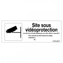 Panneau rigide "Site sous vidéoprotection" - 330x120 mm NOVAP