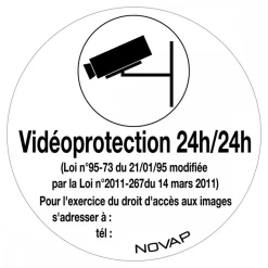 Panneau Vidéoprotection 24h/24h - diamètre 80 mm NOVAP