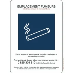 Panneaux de réglementation anti-tabac - emplacement fumeurs NOVAP