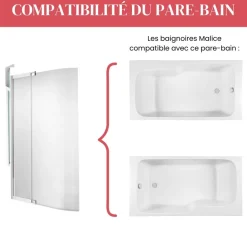 Pare-bain 2 volets fixe et pivotant - profilé chromé - Malice JACOB DELAFON