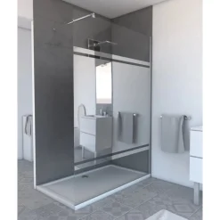 Paroi de douche fixe chromée Parma 2 - verre miroir AURLANE