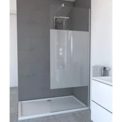 Paroi de douche fixe chromée Parma 2 - verre dépoli AURLANE