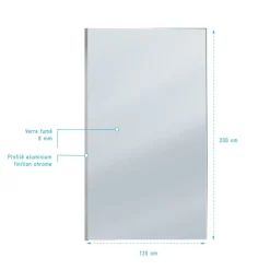 Paroi de douche fixe chromée Parma 2 - verre fumé AURLANE