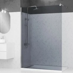 Paroi de douche fixe chromée Parma 2 - verre fumé AURLANE