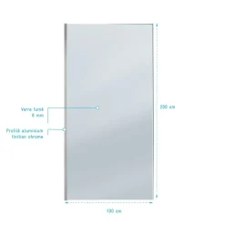 Paroi de douche fixe chromée Parma 2 - verre fumé AURLANE