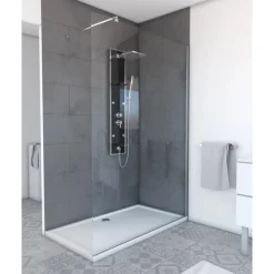 Paroi de douche fixe chromée Parma 2 - verre transparent AURLANE