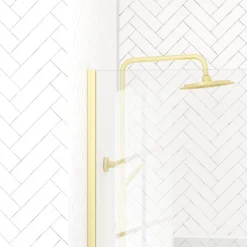 Paroi de douche fixe or brossé Parma 2 - verre transparent AURLANE