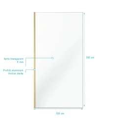 Paroi de douche fixe or brossé Parma 2 - verre transparent AURLANE