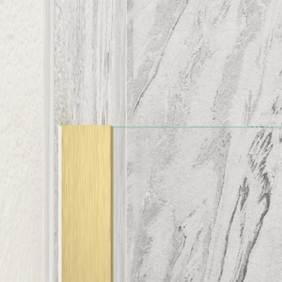 Paroi de douche fixe or brossé Parma 2 - verre transparent AURLANE