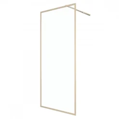 Paroi de douche fixe or brossé - verre transparent - Golden Edge AURLANE