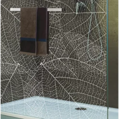 Paroi de douche fixe - verre sérigraphié végétal blanc - profilé argent - Frisbee LEDA