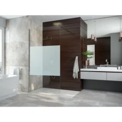 Paroi de douche italienne 100cm - verre sérigraphié - profilé argent - Open 2 LEDA