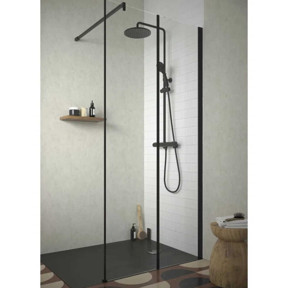 Paroi de douche à l'italienne 120 cm - noir mat - Serenity JACOB DELAFON