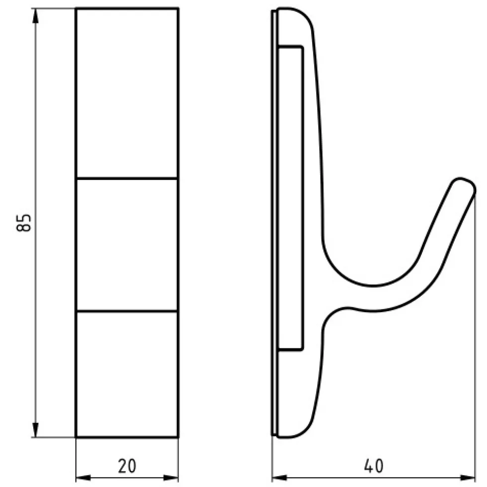 Patère magnétique 1 crochet - aluminium argent HERMETA