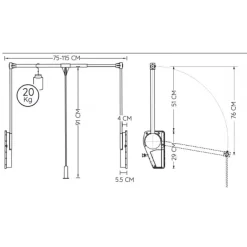 Penderie escamotable double 20 kg - SUPERLIFT - noir AMBOS