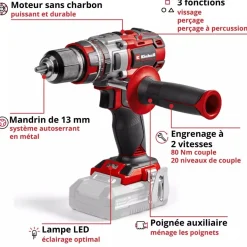 Perceuse à percussion sans fil Professional - TP-CD 18/80 Li-i BL - Solo - Power X-Change EINHELL PROFESSIONAL