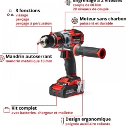 Perceuse à percussion sans fil pro - TP-CD 18 Li-i BL (2x2,0Ah) - Power X-Change EINHELL PROFESSIONAL
