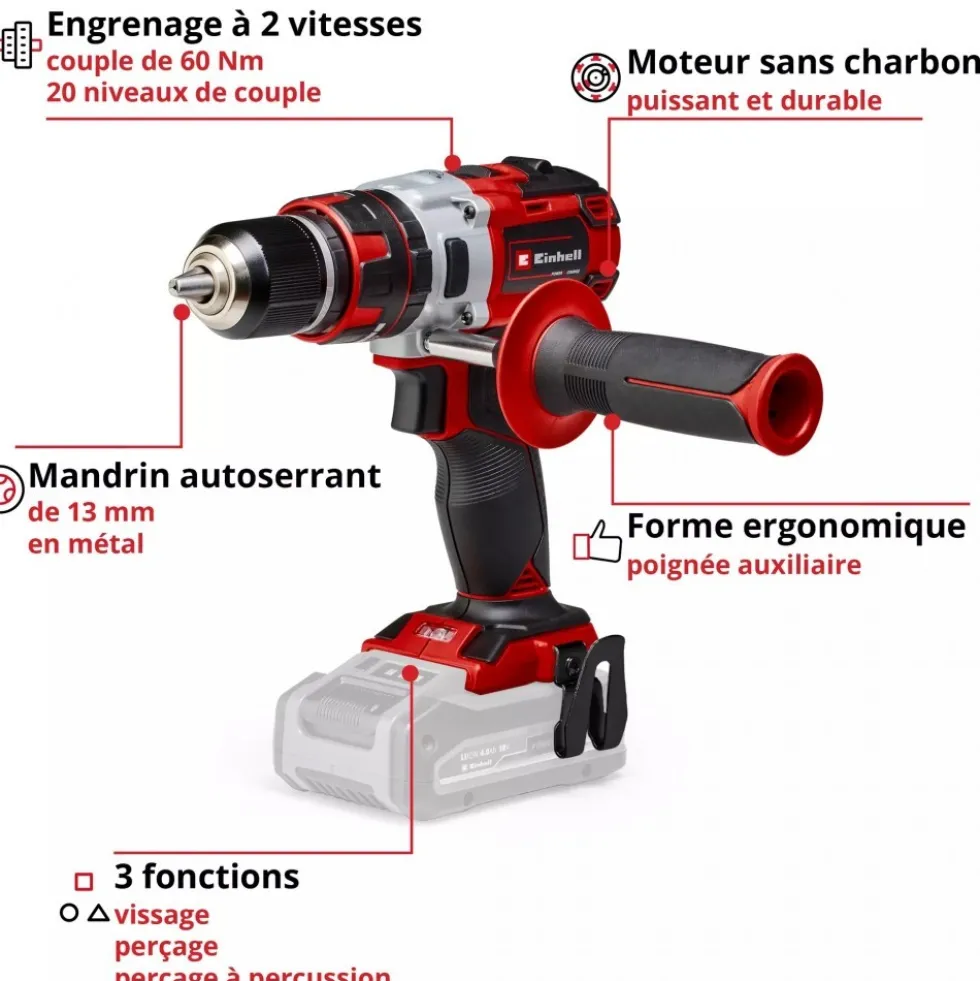 Perceuse à percussion sans fil pro - TP-CD 18 Li-i Brushless-Solo - Power X-Change EINHELL PROFESSIONAL