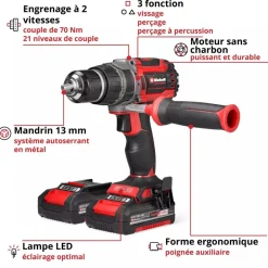 Perceuse à percussion sans fil Professional - TP-CD 18/70 Li-i BL (2x2,0Ah) - Power X-Change EINHELL PROFESSIONAL