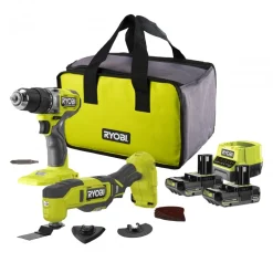 Perceuse-visseuse à percussion 18V One+ - 2 Batteries 2,0Ah - Chargeur - Multitool OFFERT RYOBI