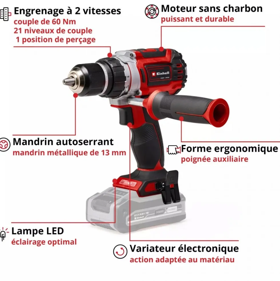Perceuse visseuse sans fil TP-CD 18/60 Li BL Solo - Power X-Change EINHELL PROFESSIONAL