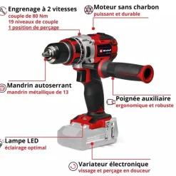 Perceuse visseuse sans fil TP-CD 18/80 Li BL-Solo - Power X-Change EINHELL PROFESSIONAL