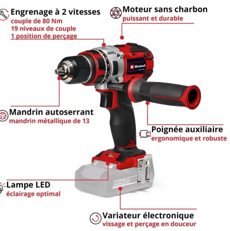 Perceuse visseuse sans fil TP-CD 18/80 Li BL-Solo - Power X-Change EINHELL PROFESSIONAL