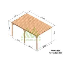 Pergola adossée couverte bois Rennes 5 x 3m - PMA00353 MADERLAND
