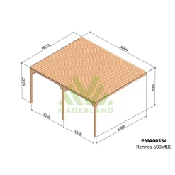 Pergola adossée couverte bois Rennes 5 x 4m - PMA00354 MADERLAND